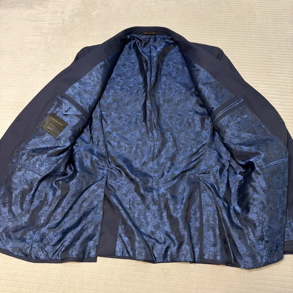 J. Hilburn Navy Blazer-Vitale Barberis Canonico wool-46R-Custom Lining